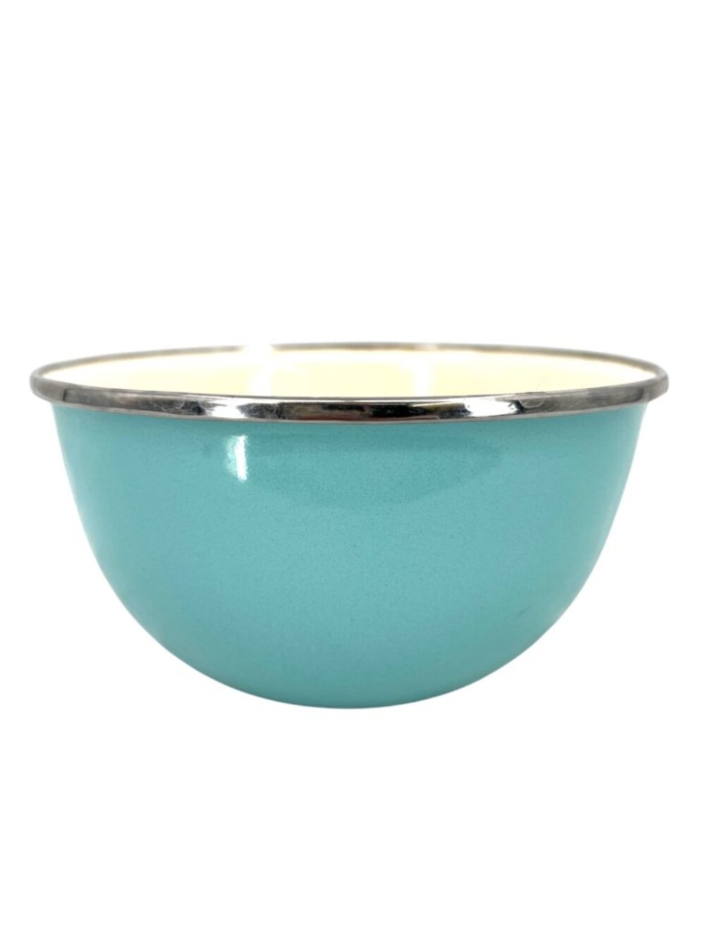 Kate Spade Lenox All in Good Taste Turquoise Cream Enamel Steel Bowl Silver Trim